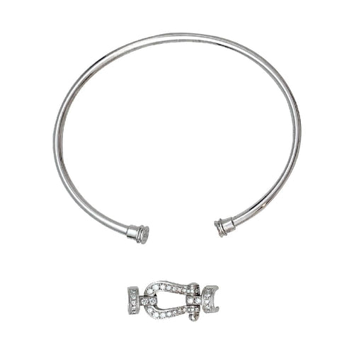 Bracelet Bracelet Fred "Force 10" moyen modèle en or blanc et diamants. 58 Facettes 29902