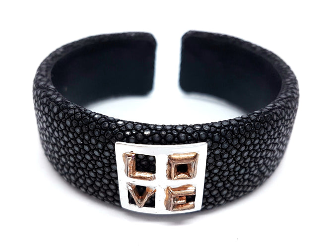 Bracelet Bracelet Manchette Or rose Galuchat 58 Facettes 05780CD