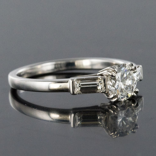 Bague 54 Solitaire diamant et diamants baguette 58 Facettes 16-060-54