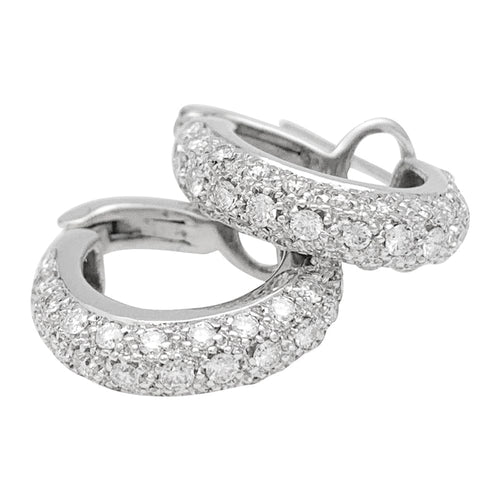 Boucles d'oreilles Boucles d'oreilles créoles en or blanc, diamants. 58 Facettes 30105