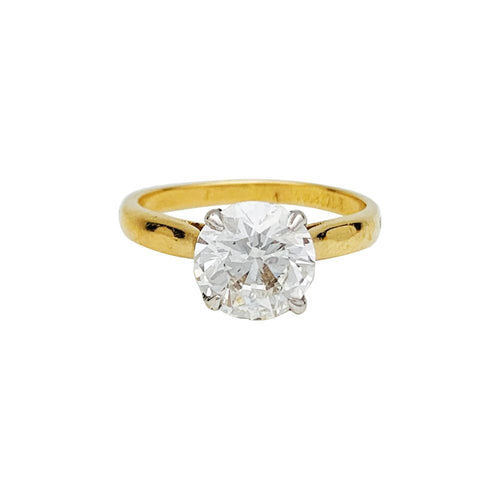 Bague 52 Solitaire diamant 2,01 carats deux ors. 58 Facettes 30490