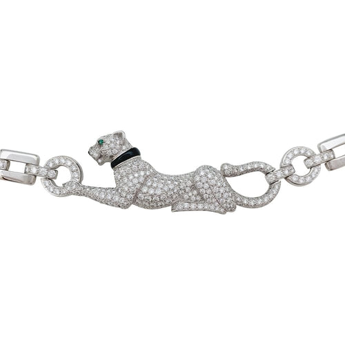 Collier Collier Cartier "Panthère" en or blanc, diamants, émeraude et onyx. 58 Facettes 29385