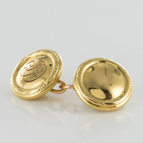 Boutons de manchette Boutons de manchettes ronds en or 58 Facettes 19-233