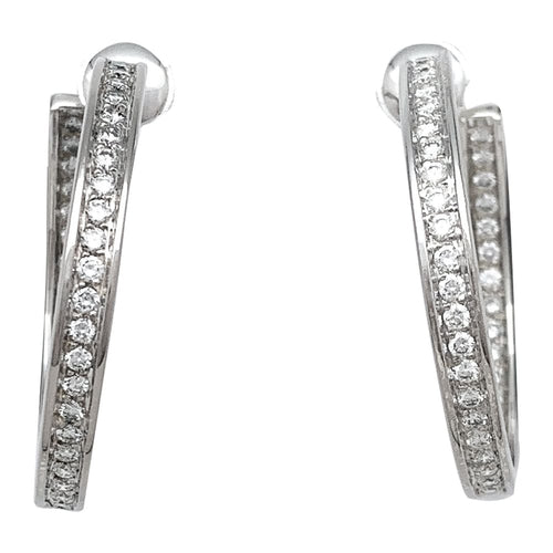 Boucles d'oreilles Boucles d'oreilles créoles Cartier, or blanc, diamants. 58 Facettes 29956