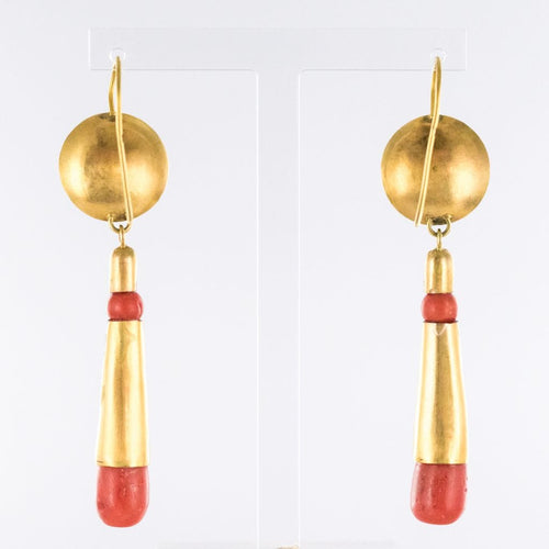 Boucles d'oreilles Boucles d'oreilles pendantes corail et or 58 Facettes 19-258