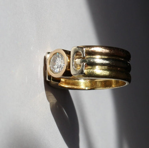 Bague Bague trois Ors sertie d'un diamant 58 Facettes 355