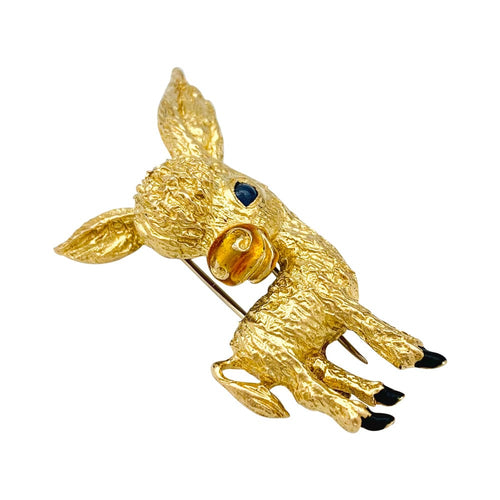 Broche Broche Fred, "Ane", or jaune, saphir et émail. 58 Facettes 29591