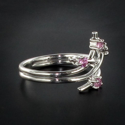 Bague 54 Bague or blanc diamant saphir rose 58 Facettes 18-093D-54