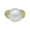 Bague 54 Bague en or jaune Tabbah, perle blanche et diamants. 58 Facettes 21249