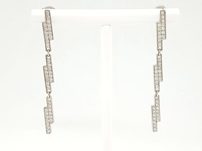 Boucles d'oreilles Dinh Van Boucles d'oreilles Pendants Seventies Or blanc Diamant 58 Facettes 00045GD