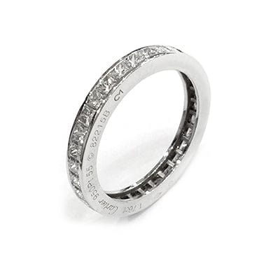 Bague 55 Bague alliance Cartier en platine, diamants taille princesse. 58 Facettes 25299-1