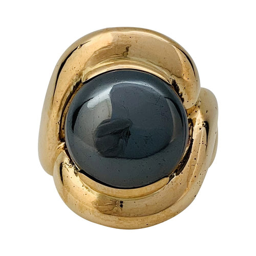 Bague 51 Bague vintage en or jaune et hématite. 58 Facettes 29406