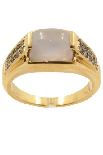Bague 54 Bague pierre de lune et topazes 58 Facettes 23091