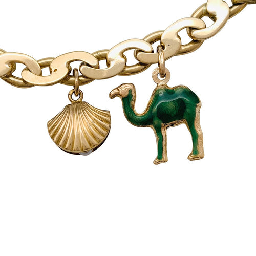 Bracelet Bracelet breloques en or jaune, émail et saphir. 58 Facettes 30179