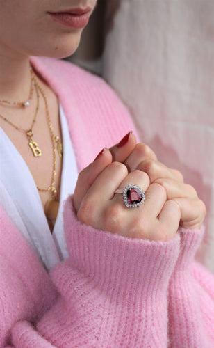 Bague Bague RUBELLITE et DIAMANTS 58 Facettes 383