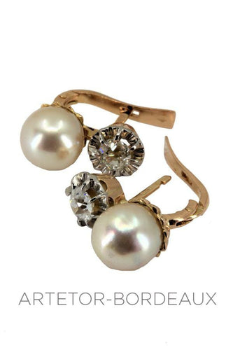 Boucles d'oreilles Boucles d'oreilles perles et diamants 58 Facettes 36221