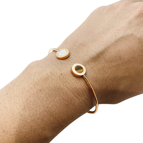 Bracelet Bracelet Bulgari, "Bulgari-Bulgari", or rose, oeil de tigre et nacre. 58 Facettes 30594