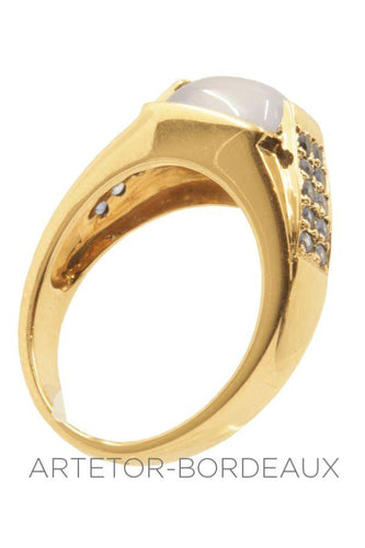 Bague 54 Bague pierre de lune et topazes 58 Facettes 23091
