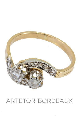 Bague 52 Toi et moi ancien diamants 58 Facettes 31891