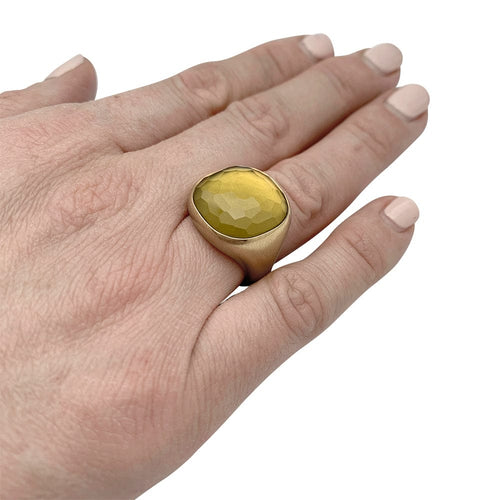 Bague 50 Bague Pomellato "Cipria" en or jaune et quartz lemon. 58 Facettes 30094