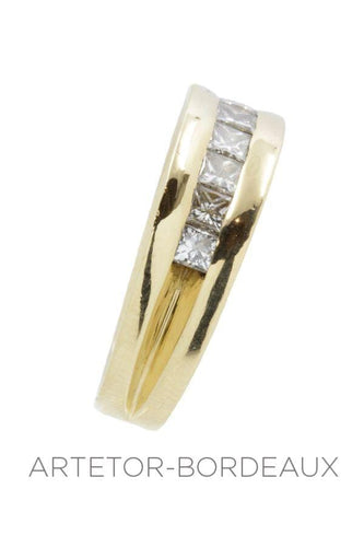 Bague 57 Demi-alliance diamants serti mystérieux 58 Facettes 32421