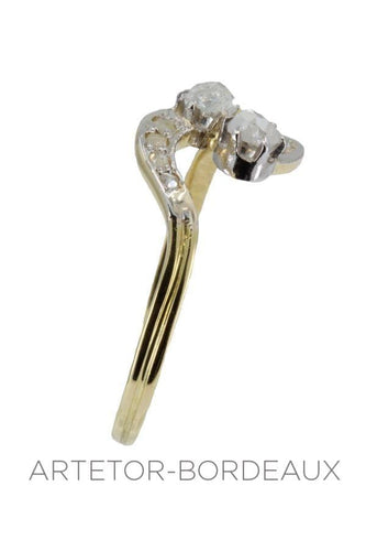 Bague 57 Toi et moi ancien diamants 58 Facettes 31371