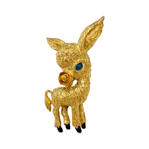 Broche Broche Fred, "Ane", or jaune, saphir et émail. 58 Facettes 29591