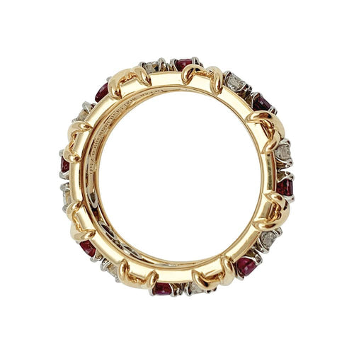 Bague 50 Bague Tiffany&Co. "Sixteen Stones", or jaune, platine, diamants et rubis. 58 Facettes 30402