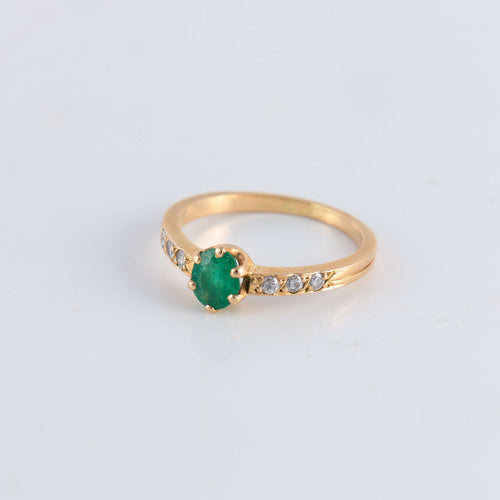 Bague 52 Bague Emeraude épaulée de Diamants 58 Facettes FM64