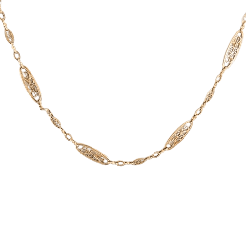 Collier Sautoir Art Nouveau en Or Filigrané 58 Facettes