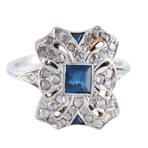 Bague 52 Bague Art Déco Saphir Or Blanc 58 Facettes