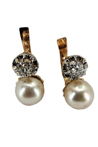 Boucles d'oreilles Boucles d'oreilles perles et diamants 58 Facettes 36221
