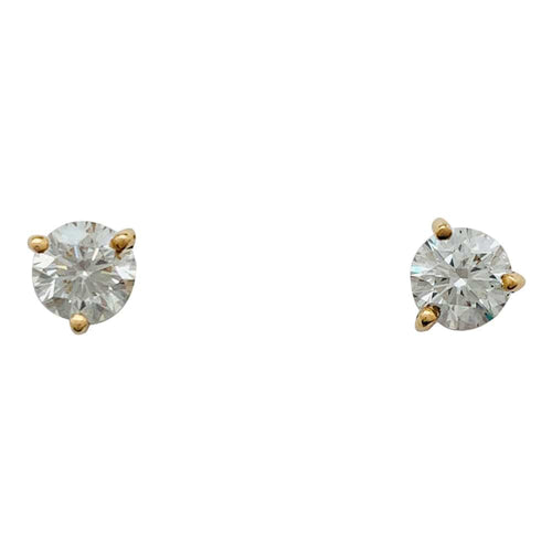 Boucles d'oreilles Puces d'oreilles en or jaune, diamants. 58 Facettes 30029