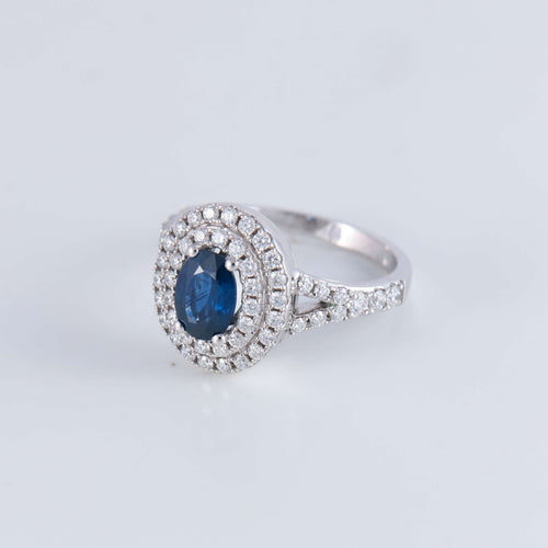Bague 53 Bague style Marguerite Saphir Diamants 58 Facettes 1