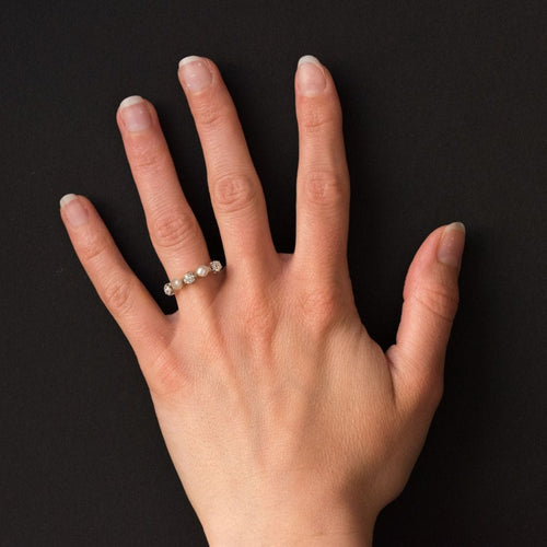 Bague 53 Bague ancienne jarretière perles fines diamants 58 Facettes 19-194