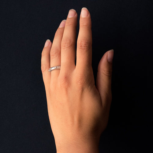 Bague 54 Bague or blanc satiné diamants 58 Facettes ANSETAB-54