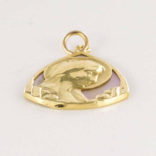 Pendentif Médaille vierge or et nacre 58 Facettes CVP14