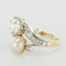 Bague 54 Bague ancienne diamants et perle fine toi et moi 58 Facettes 18-049-54