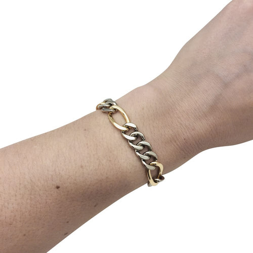 Bracelet Bracelet gourmette en or blanc et jaune, diamants. 58 Facettes 30330