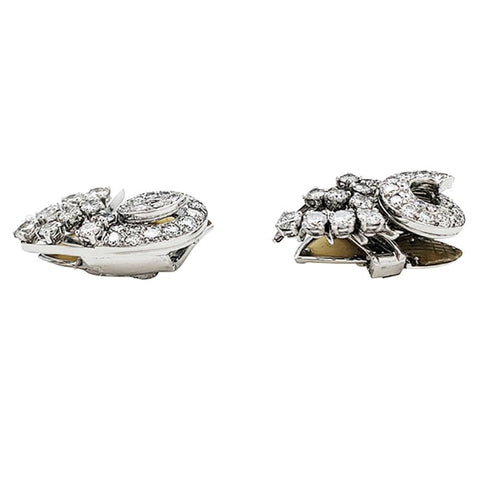 Boucles d'oreilles Boucles d'oreilles clips en or blanc et platine, diamants. 58 Facettes 30466