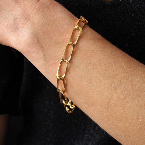 Bracelet Bracelet or jaune gourmette maillons rectangulaires 58 Facettes 21-015