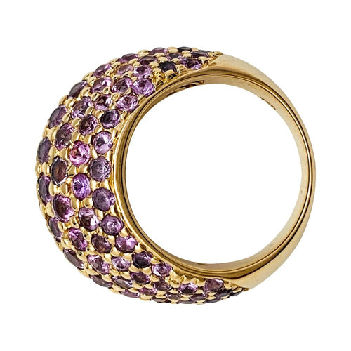 Bague 51 Bague Poiray en or jaune pavée de diamants et saphirs roses. 58 Facettes 29851