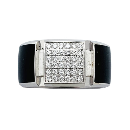 Bague 53 Bague Chaumet, "Classe One", or blanc, diamants, laque. 58 Facettes 30620