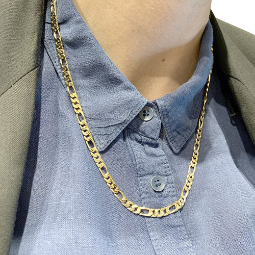Collier Chaîne mixte maille gourmette alternée, or rose. 58 Facettes 30306