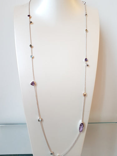Collier Collier Sautoir Or blanc Saphir 58 Facettes 00017GD