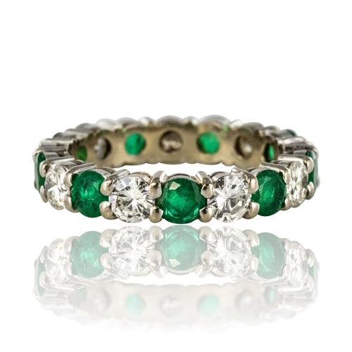 Bague 56 Alliance diamants émeraudes 58 Facettes 15-378-56