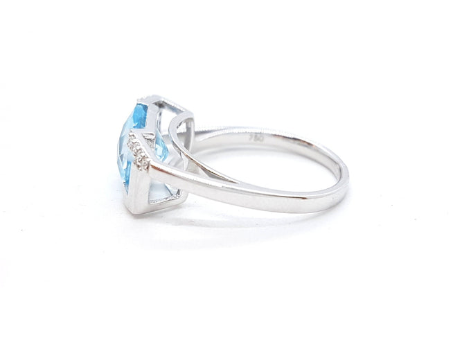 Bague 54 Bague Or blanc Topaze 58 Facettes 00710CN