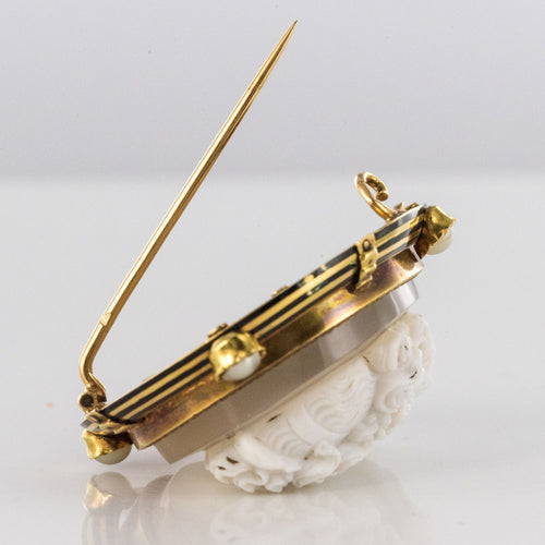 Broche Broche ancienne Camée sur Agate et Perles fines 58 Facettes 99-327