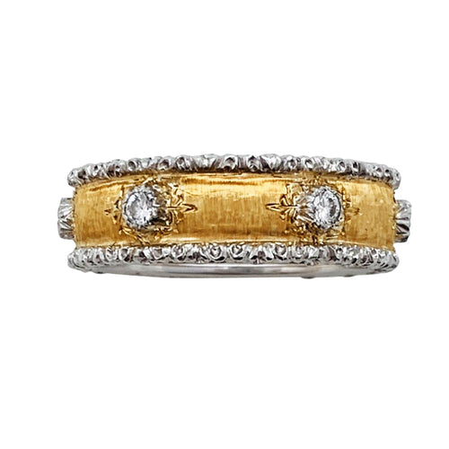 Bague 52 Alliance Buccellati 2 ors 750/000, modèle "Fusi", diamants. 58 Facettes 30247