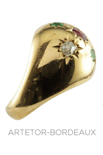 Bague Bague boule rubis, émeraudes et diamants 58 Facettes